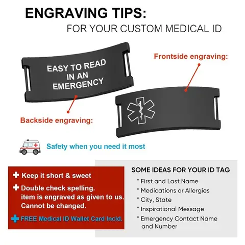 पुरुषों के लिए व्यक्तिगत मेडिकल अलर्ट ब्रेसलेट, अनुकूलित इलास्टिक स्ट्रैप, स्टेनलेस स्टील मेडिकल आईडी ब्रेसलेट, उत्कीर्ण चिकित्सा जानकारी 6 best sales चिकित्सा कंगन - №3