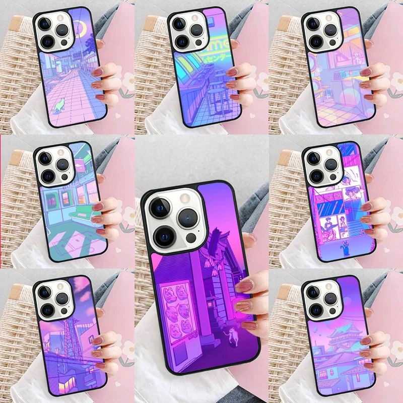 Vaporwave Pastel Aesthetic Art Phone Case Cover for iPhone 16 Promax 15 Pro 13 14 Plus 11 12 Mini XR XS MAX Coque