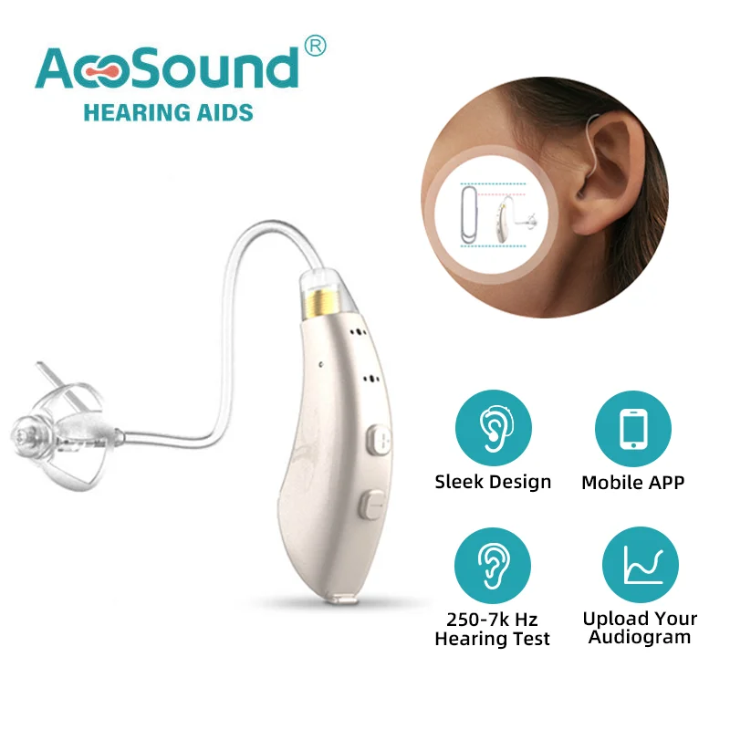 AcoSound 12 Channel BTE-M Programmable Hearing Aids For Deafness Digital Sound Amplifier For Elderly Bluetooth Earphones