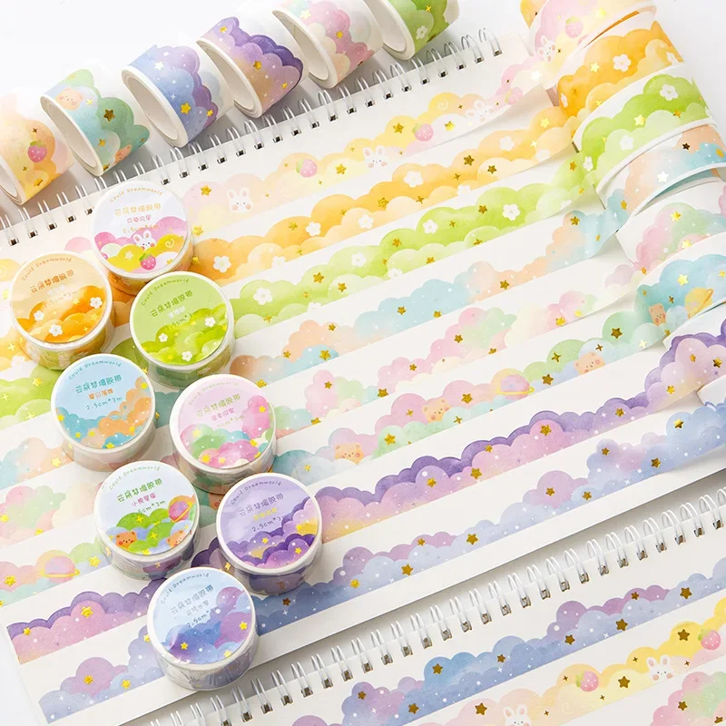 

Kawaii Gradient Clouds Washi Tapes DIY Scrapbooking Journal Planner Diary Stickers Cute Masking Tape Korean Stationery OfficeKaw