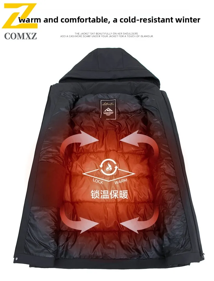 سترة قطن رجالية 2025 طبعة جديدة مع القطن سميكة الباردة والدليل على الدافئة مقنعين معطف بايك الترفيه في الهواء الطلق معطف القطن الموضة #2