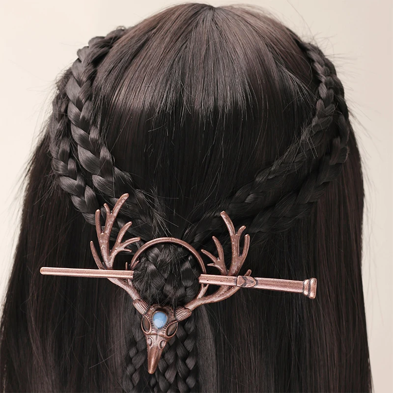 2023 Y2k Vintage Carved Moonlight Stone Metal Hair Stick Bohemia Sliding Hairpin Women\'s Hair Accessories Bracket Jewelry