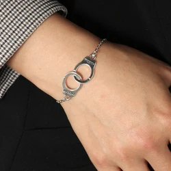 Creative Freedom Handcuffs Bracelet for Women Unisex Alloy Hand Chain Couples Charm Bangle Jewelry Accessories Party Gift