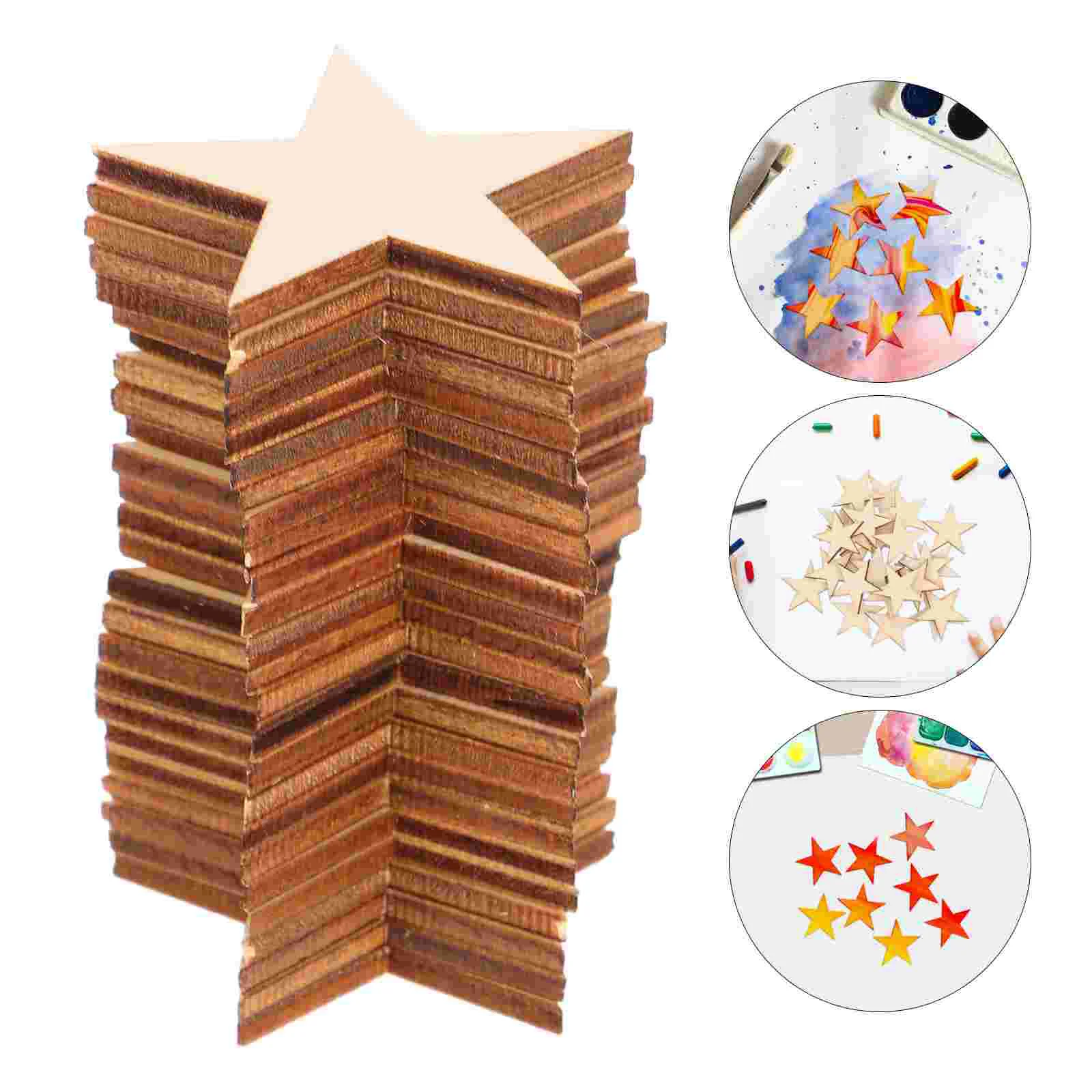 

50 Pcs Unfinished Wood Cutouts Christmas Chips for Crafts Ornaments Bamboo Wooden