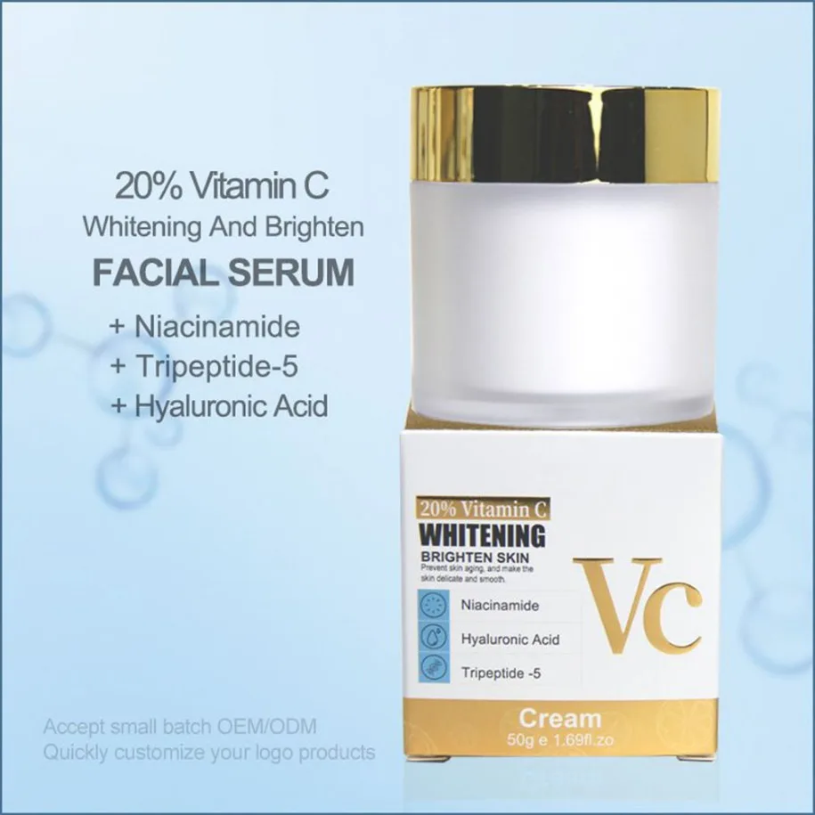 Sérum pour le visage à la vitamine C, maquillage végétalien avec Logo personnalisé, Essence éclaircissante et hydratante, marque privée, primaire pour le visage, vente en gros