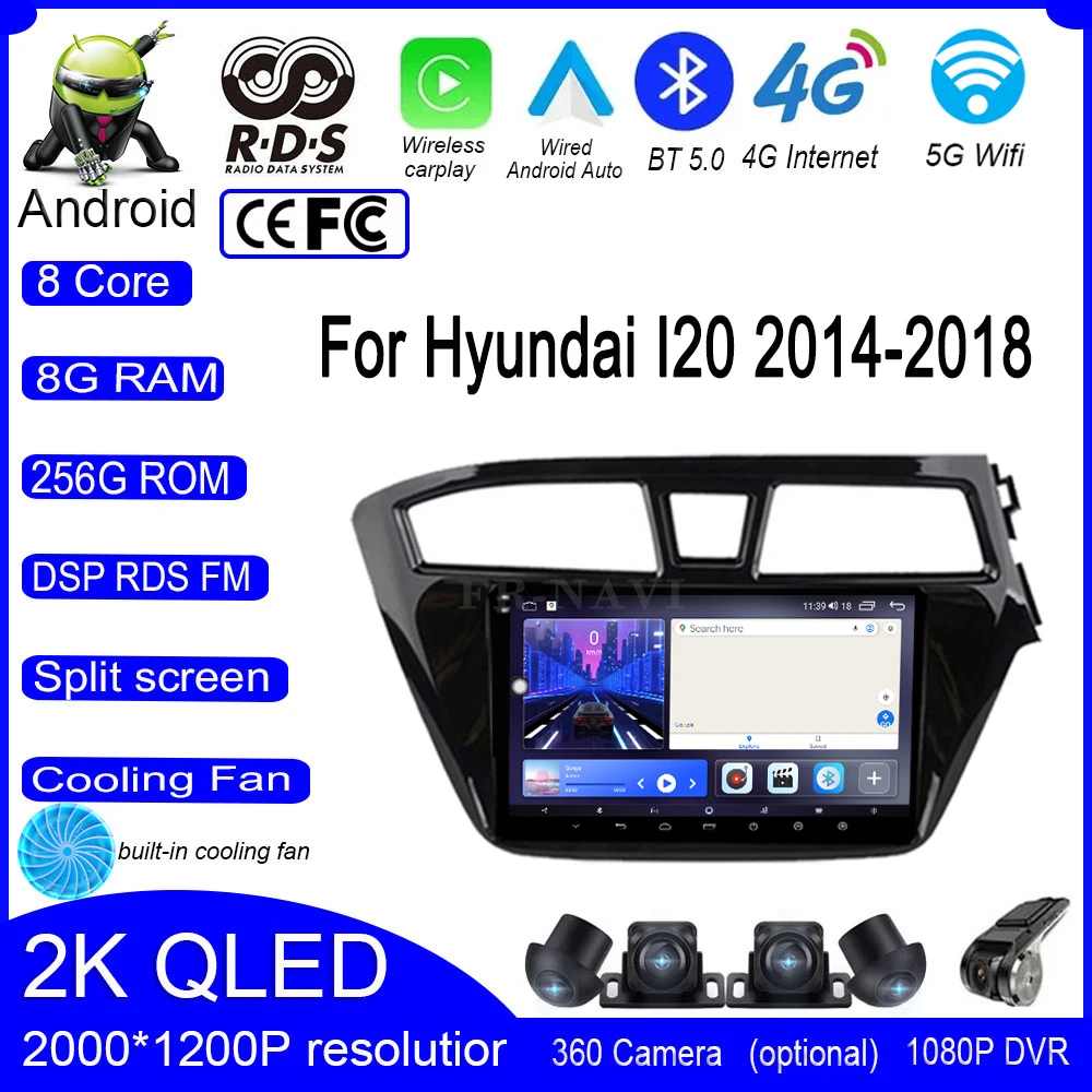 

9 lnch For Hyundai I20 2014 - 2018 RHD 4G+Wifi Car Radio Video Multimedia Navigation GPS Stereo Touch Screen Android Auto