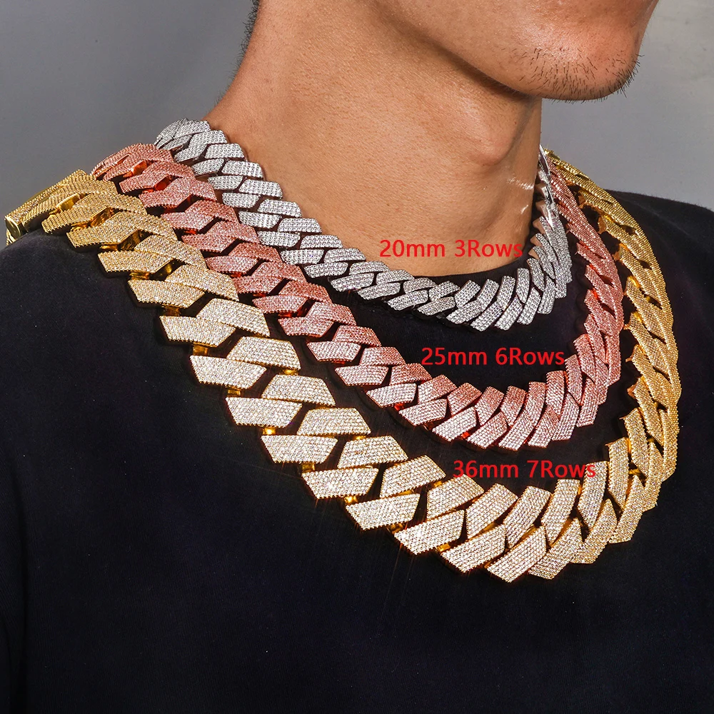 ESKEEM 20/26/36mm Iced Out Diamond Chunky Cuban Link Chain Necklace Gold Plated Hip Hop Jewelry for Men