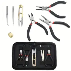 Juego de accesorios para hacer joyería profesional, alicates, tijeras, pinzas, pasador, anillo de salto, herramienta para pulsera, collar, pendiente, bricolaje, 8p