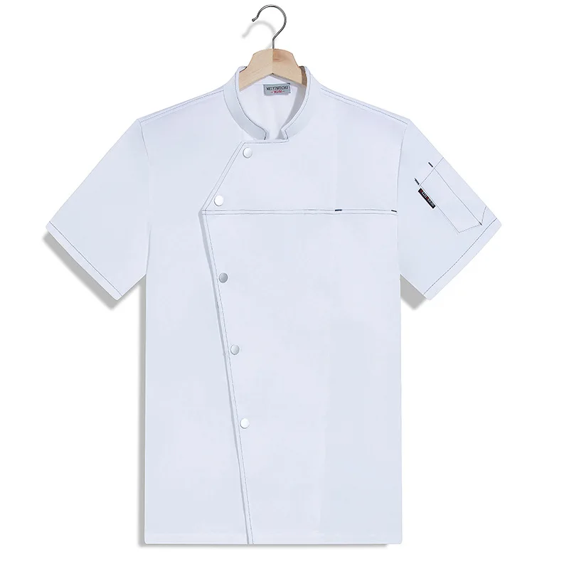 Hotel Restaurant Kitchen Work Uniform Short Sleeve Chef Jacket Bakery Pastry Chef Summer White Kitchen Coat