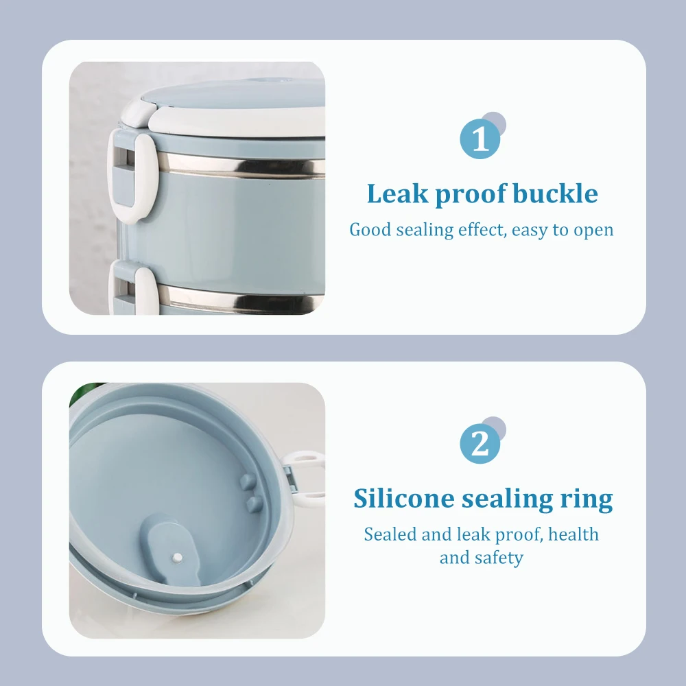 صندوق غداء من الفولاذ المقاوم للصدأ، صندوق غداء معزول على شكل دلو، صندوق بينتو قابل للتكديس، سهل التنظيف، يستخدم للمكتب والتخييم #2