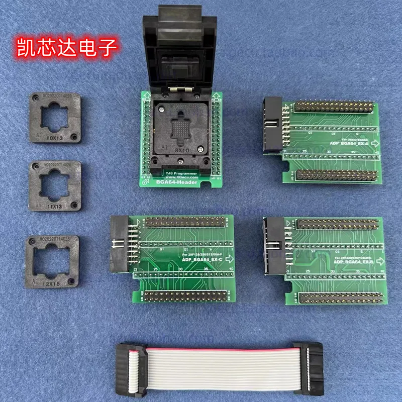 

BGA64 3-in-1 adapter kit only can work on XGecu T48 progammer model: ADP_BGA64_EX-A ADP_BGA64_EX-B ADP_BGA64_EX-C for Nor Flash