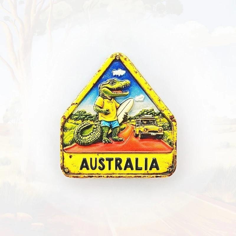 

Surfing Crocodile Fridge Magnet - 3D Australian Souvenir Outback Humor Decor Unique Wildlife Gift with Strong Magnet