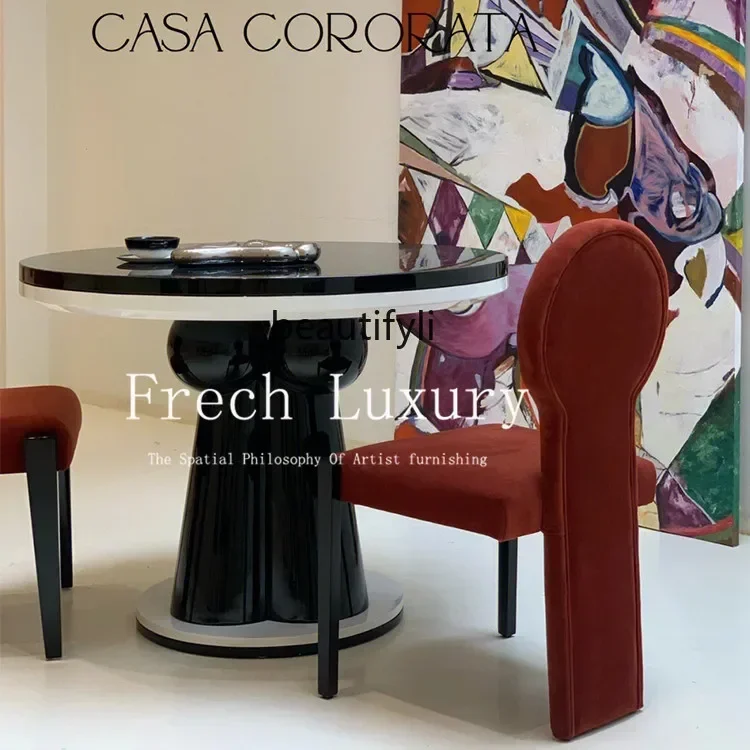 

YH55 Y designer solid wood round dining table French retro creative dining table and chair combination modern simplicity
