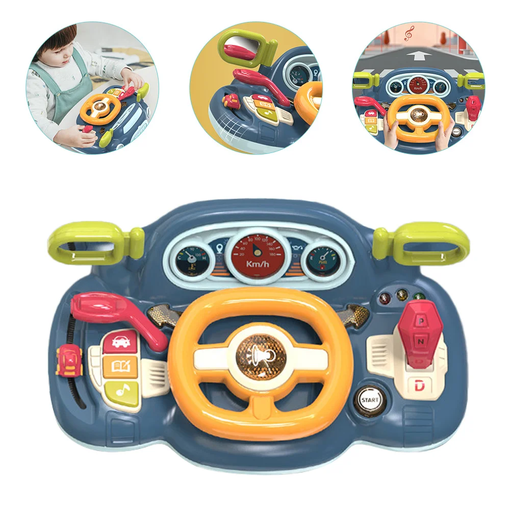 

Toys Childrens Simulation Steering Wheel Educational Multifunction Music Driving Blue Baby