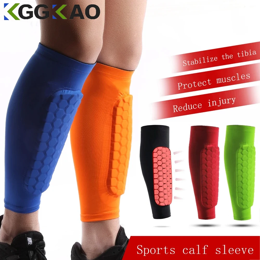 1Pcs Leg Sleeves Shin Guards Shockproof Honeycomb Nylon Support Sock Shin Protector Soccer Gear Soccer Shields Sports Legging