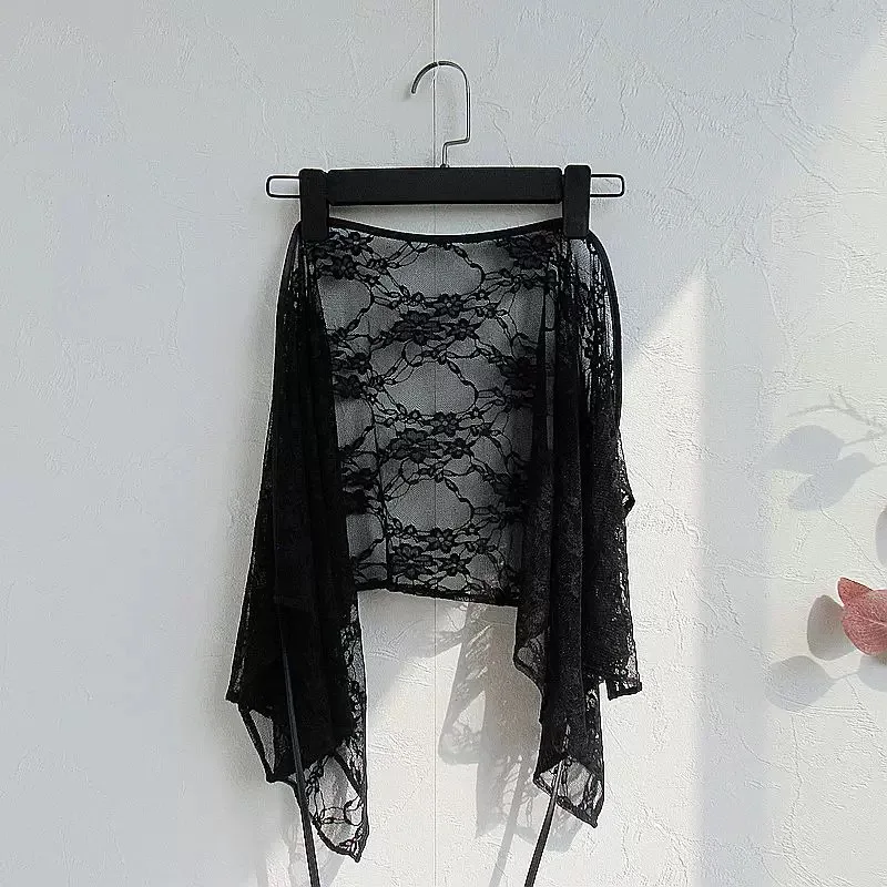 

Женская многослойная юбка во французском стиле с кружевом, асимметричная юбка-фартук с запахом, весенняя юбка-накидка для ношения в несколько слоев