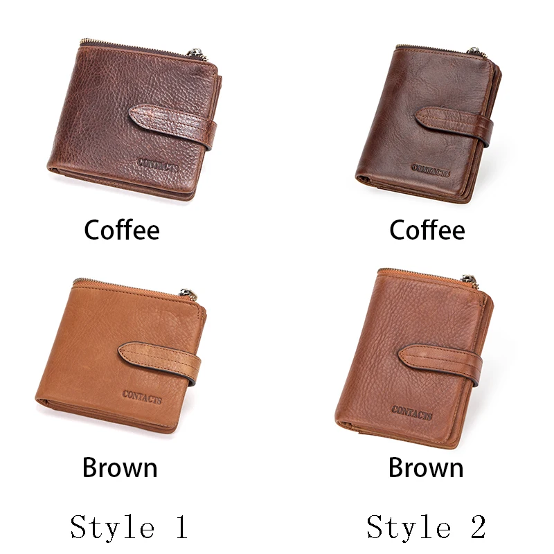 CONTACT'S Men Wallet Geunine Leather Short Bifold Casual Men's Wallet High Quality Card Holders Coin Purses Money Clip