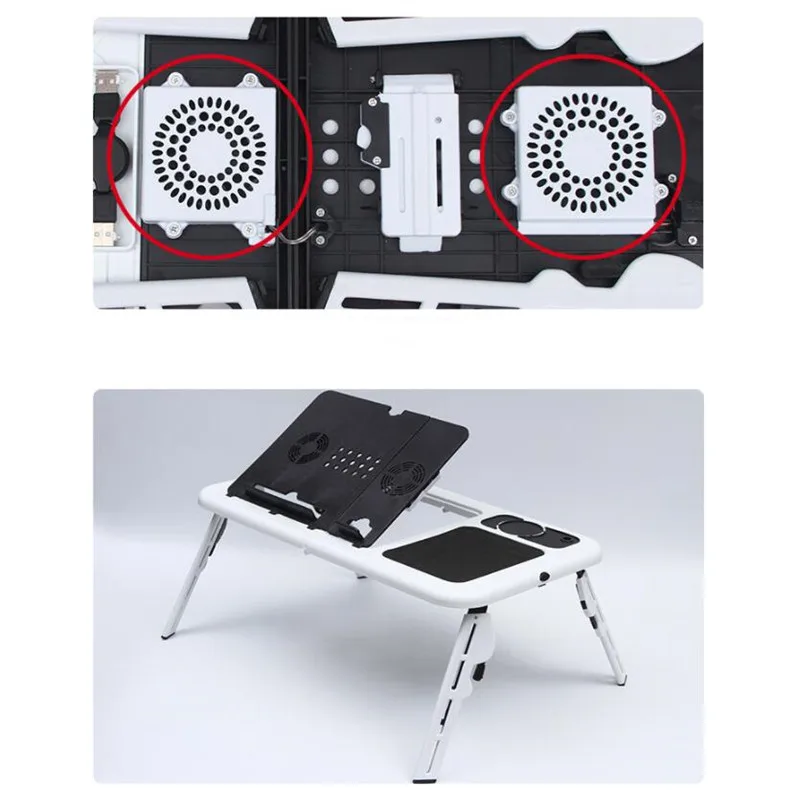 Scrivania pieghevole per Laptop supporto da tavolo regolabile per Computer tavolo pieghevole vassoio per ventola di raffreddamento per divano letto Notebook per tavolo del Computer