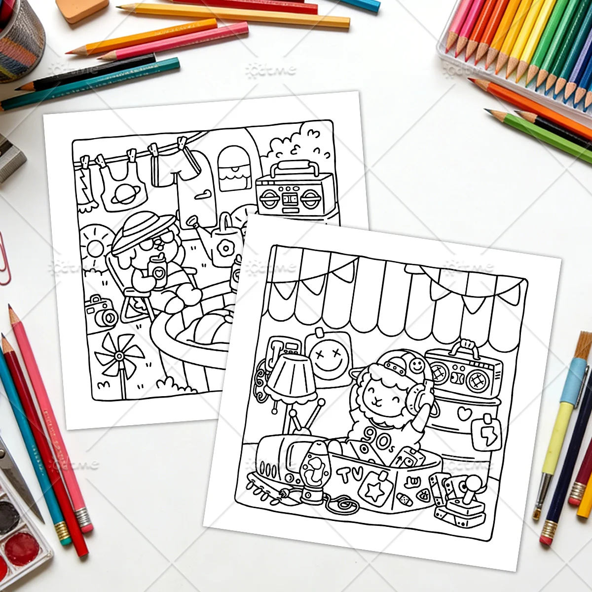 Cozy Retro 90's Bold-easy Patterns Coloring Book for Adults Cute Drawing Book Perfect Gift for Party and Birthday ﻿ image 5