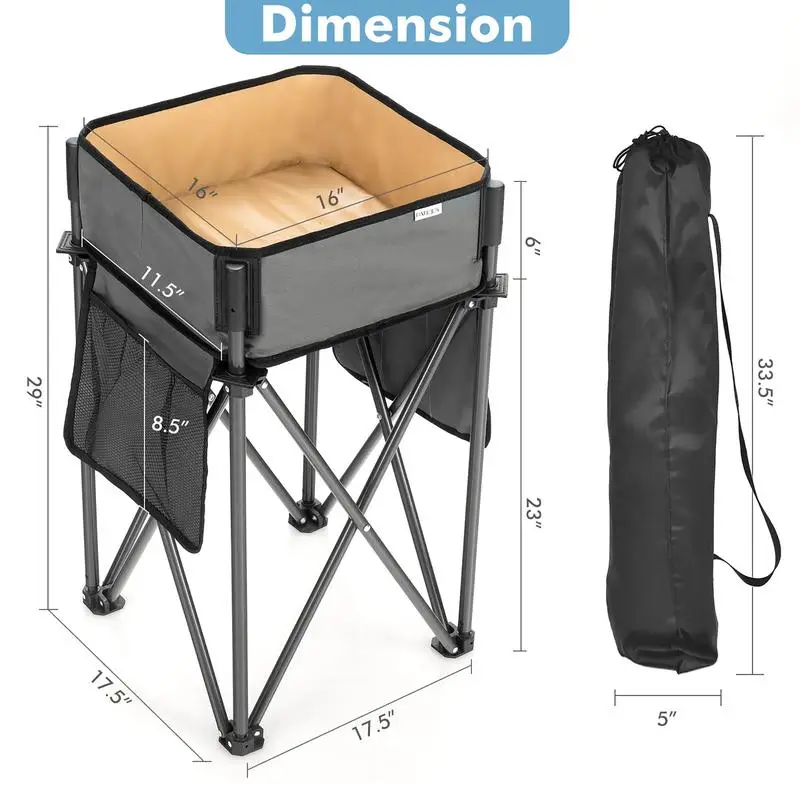 

2 Pieces Folding Camping Tables with Large Capacity Storage Sink for Picnic-Black