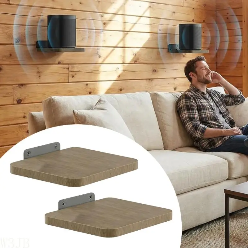 W3JB Platzsparende Soundbar-Wandhalterung, Massivholz-Wandregal für verbesserte Sound-Einrichtung und platzsparende – Detail 9