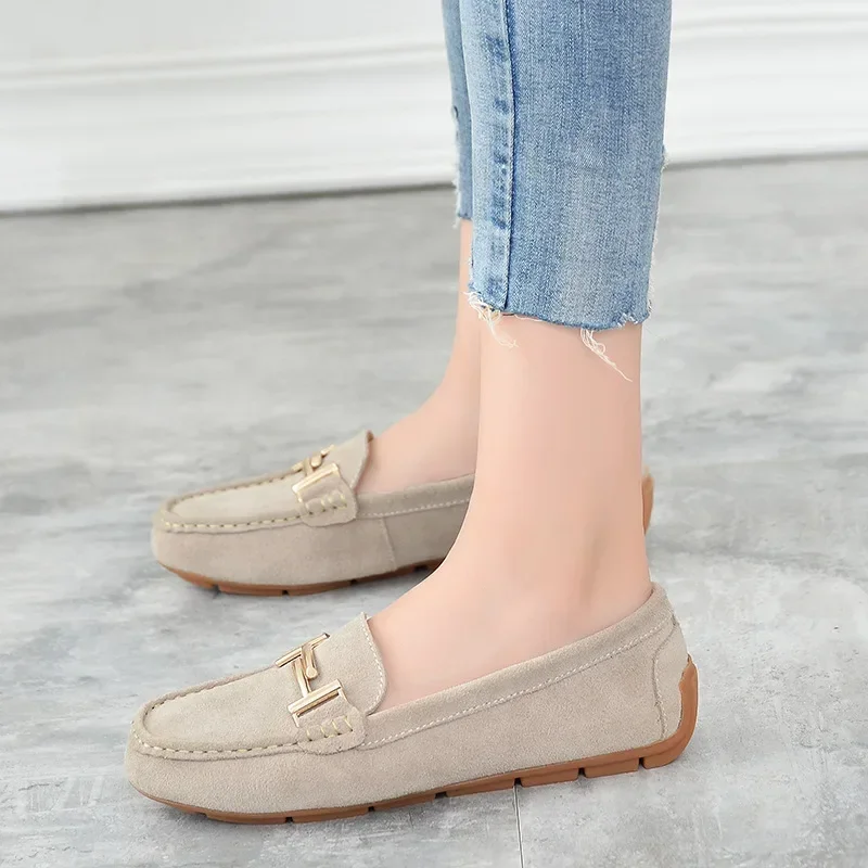 2024 Spring New Women Moccasins Flats Ladies Slip-on Casual Shoes Driving Shoes Quality Soft Genuine Leather Flat Shoes