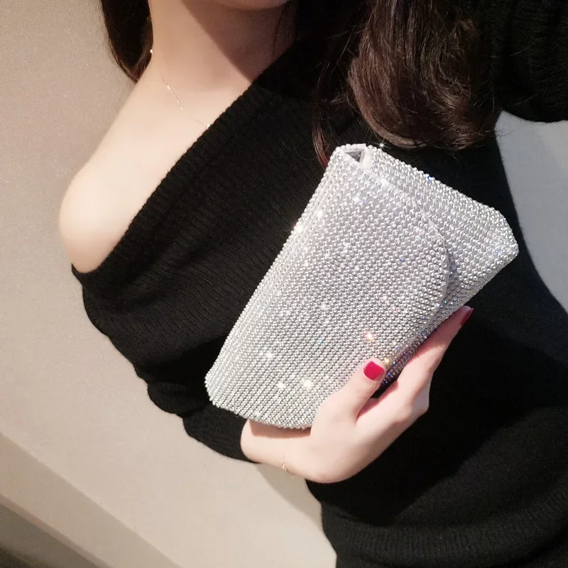 YoReAi-Bolso de mano a la moda para mujer, bolsa de noche de marca para fiesta, banquete, paquete de diamantes brillantes, bolso de hombro para boda