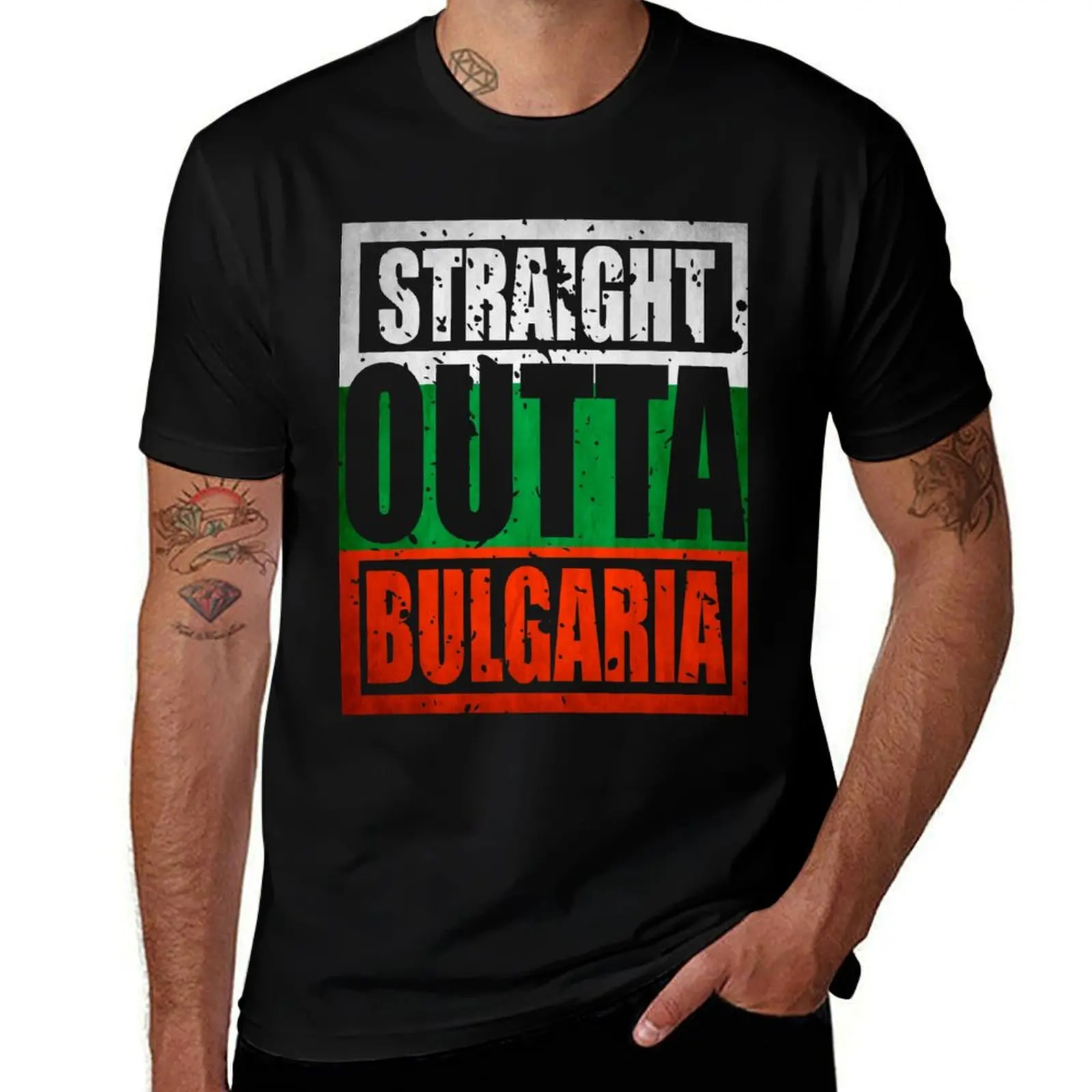 

slim Straight t-shirt plain package for T-Shirt shirts T-Shirt man man cotton fit TShirt t Outta for Bulgaria black