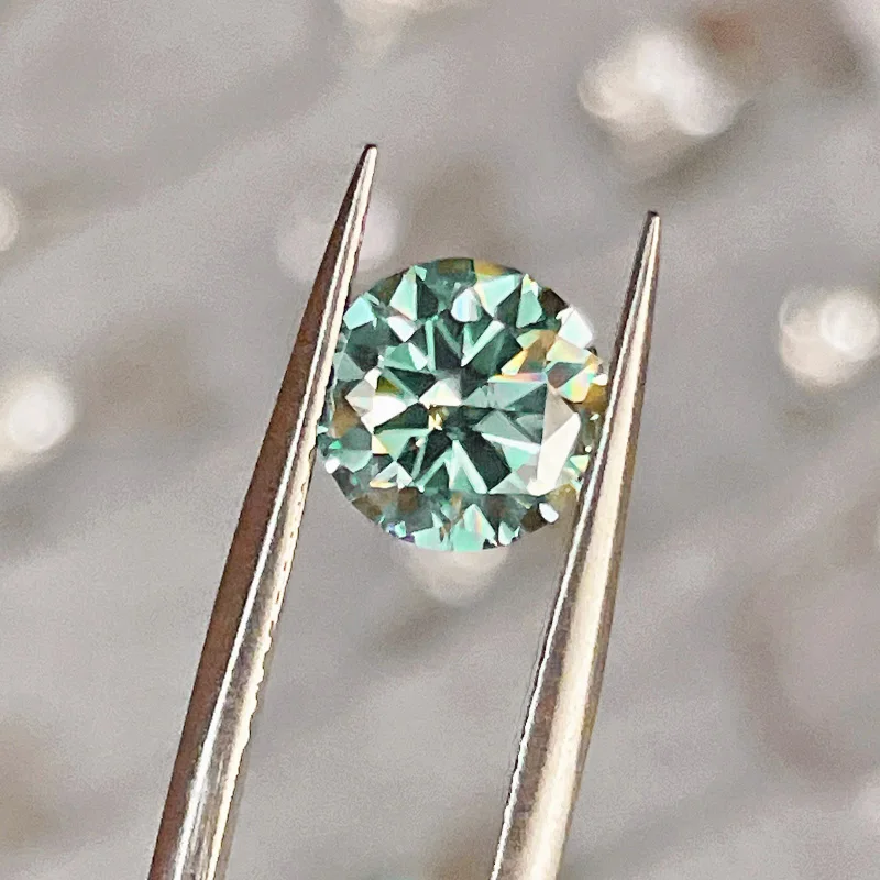 Moissanite Gemstone para Anéis, Pedra Solta, Azul Cor Verde, Diamante Simulado, 100% Real, D VVS1 3EX, Atacado, 2CT, 8mm