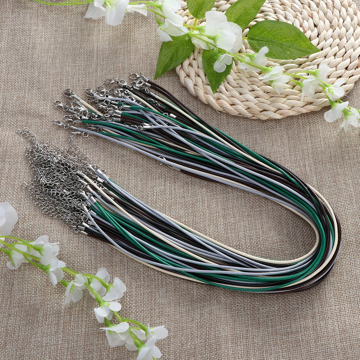 

50pcs Wax Necklace Cord Cords 2mmx45cm Cord For Jewelry Making Clasp Chain Crafting Jewelry Making Accessories