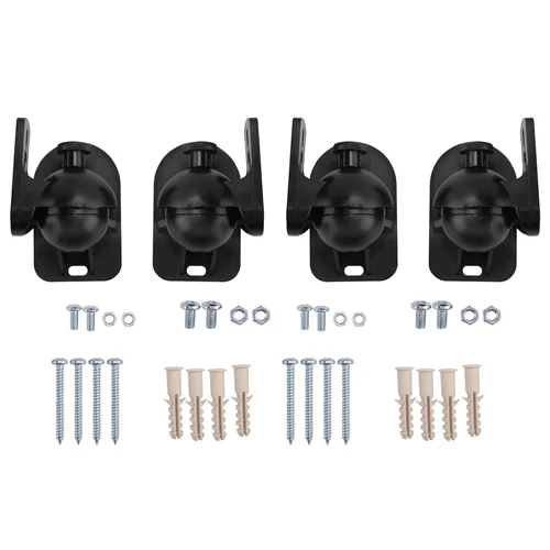 Imagen 1 del producto Soporte de pared Universal para altavoz, abrazadera de soporte de techo con rotación de ángulo de inclinación y giratorio ajustable, 4 piezas