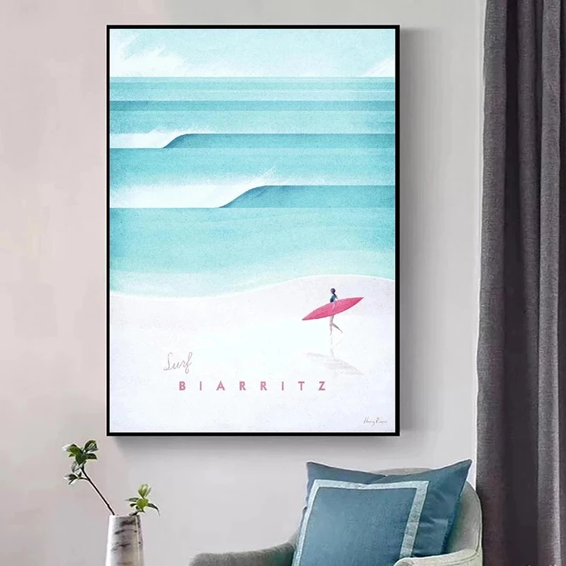 Biarritz Travel Poster Sea Landscape Canvas Printing Painting Modern Living Room Wall Art Home Decoration Painting