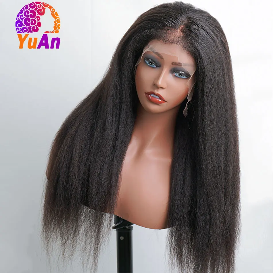 4c Edges Baby Hair Natural Hairline Glueless Preplucked 13x4 13x6 Hd Lace Frontal Wig Kinky Straight Lace Front Human Hair Wigs