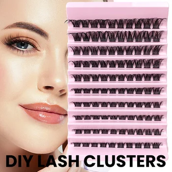 MIAOJIE Lash Clusters 120pcs Cluster Lashes 8-16mm Individual Lashes Natural Look D Curl Fluffy Cluster Lashes DIY Eyelash Extten
