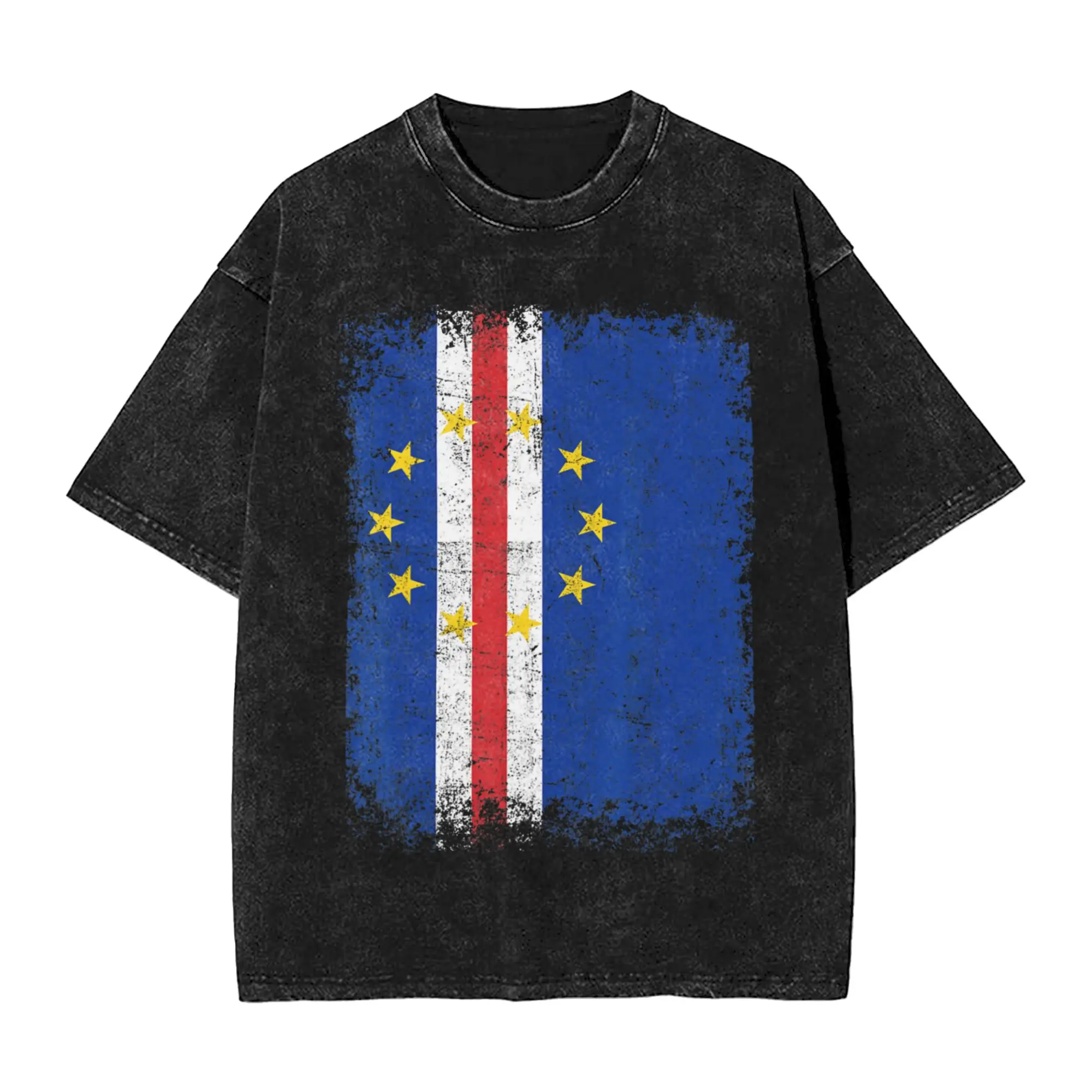 Cabo Verde Flag T Shirt Beach  Y2K Classic T-Shirts Cotton Hippie Tshirt For Male Short Sleeve Pattern Tees