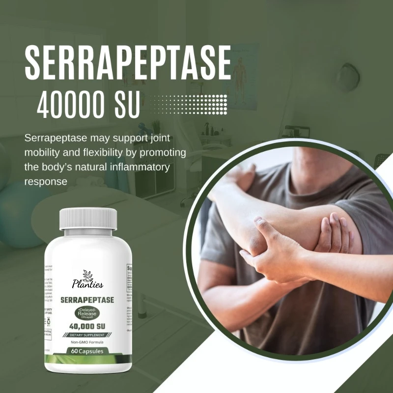 

Serrapeptase Extended Release Enzyme 60 Vegetarian Capsules Milk Soybean Extract for Digestive Health