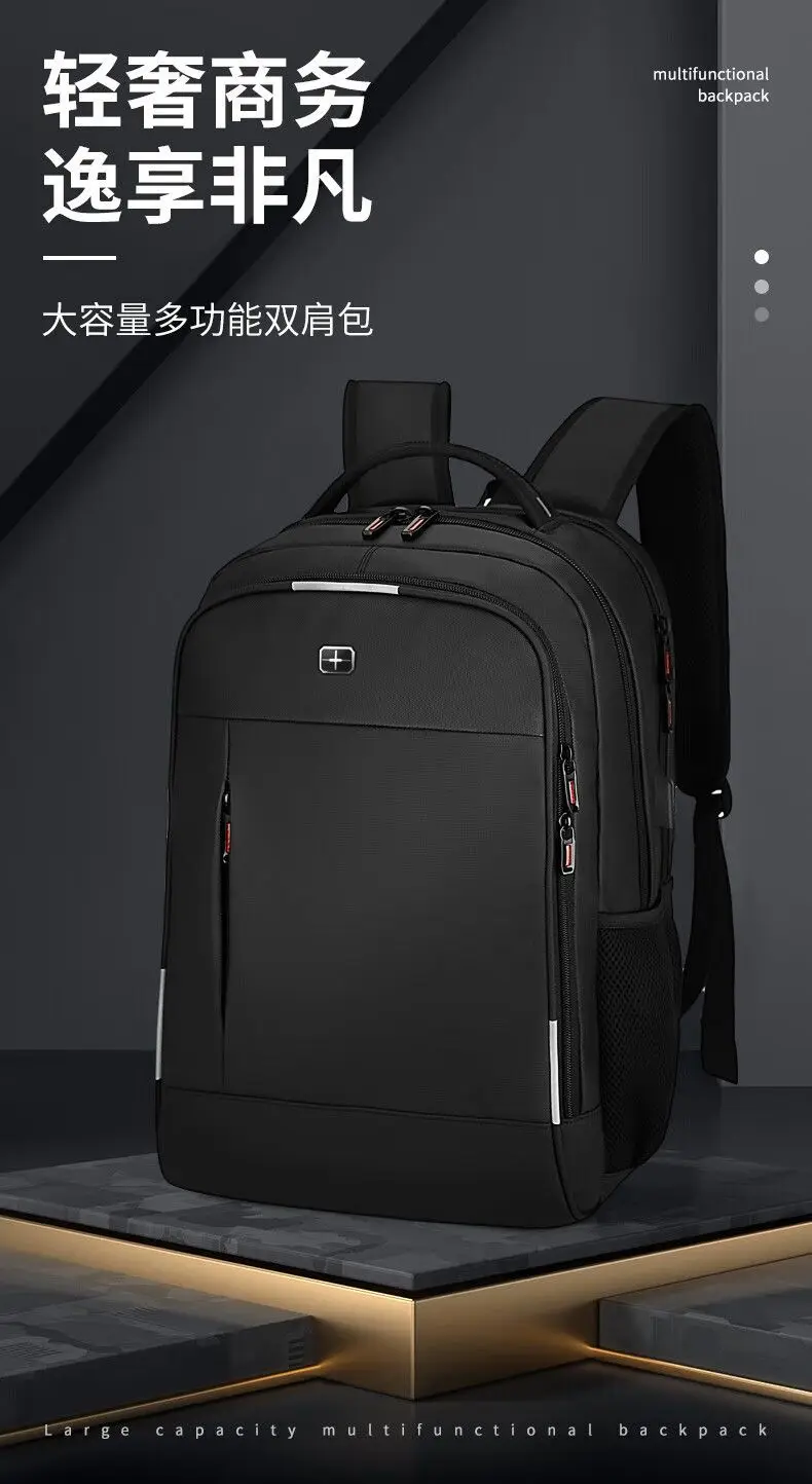 Swiss High Capacity Men\'s Backpack USB Charging Laptop Bag Women\'s Backpack 17 Inch Waterproof Business Travel Bag