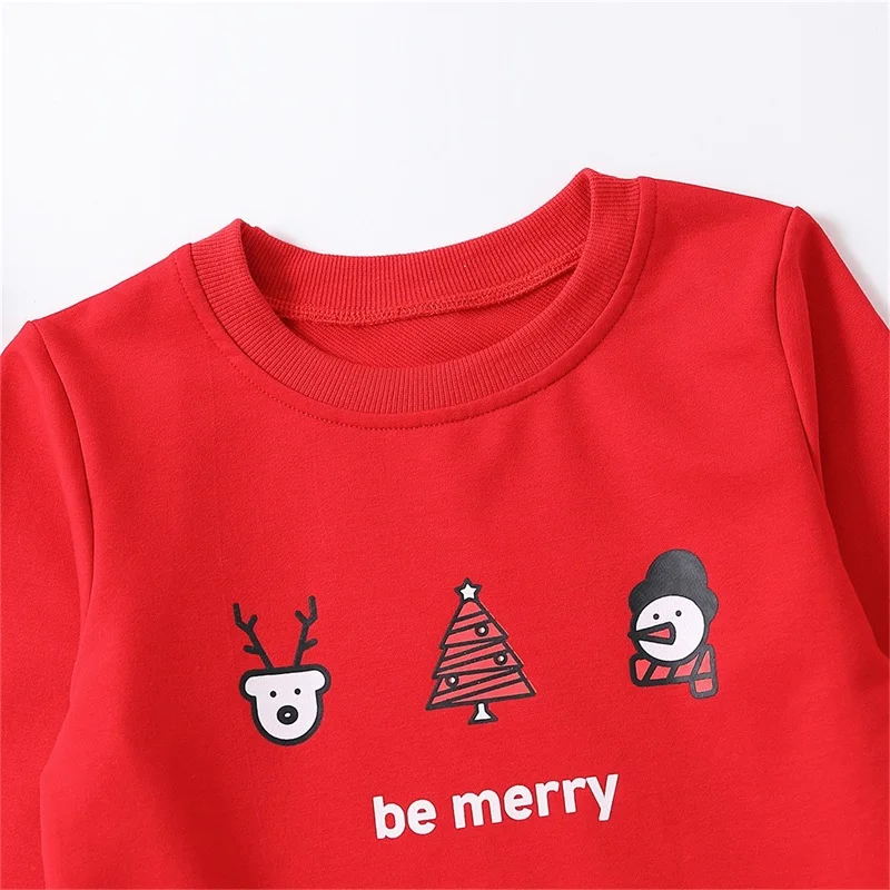 Cute Toddler Christmas Sweatshirts with Cartoon Print and Long Sleeve Warm Pullover Tops for Kids Winter Outfits