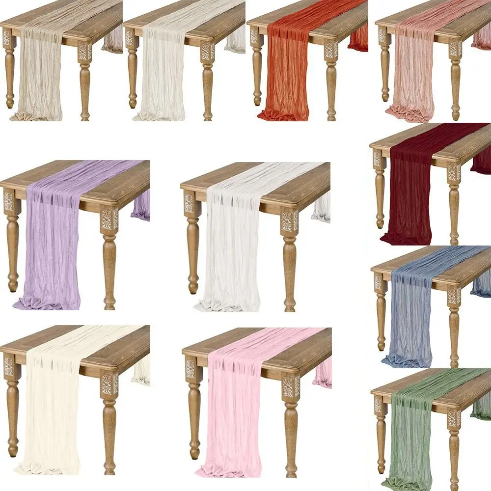 Semi-Sheer Gauze Table Runner Multipurpose Retro Table Cloth Vintage Cheese Cloth Table Setting
