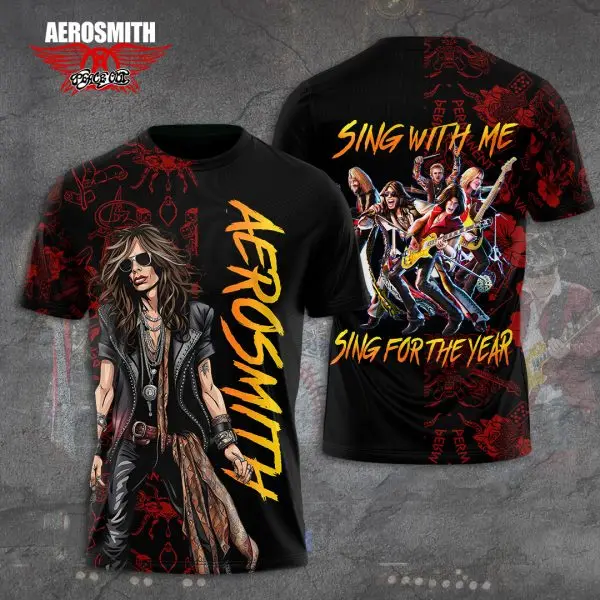 2025 Men's T-shirt Rock Band Aerosmith 3D Printed t shirts Men Women Hip Hop Short Sleeve Tee Oversized Streetwear Tops Clothing