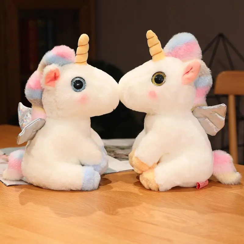 

New Colorful Pink Rainbow Angel Winged Unicorn Cute And Soft Plush Toy Keychain Pendant Doll Bag Pendant Ornament Gift For Girl