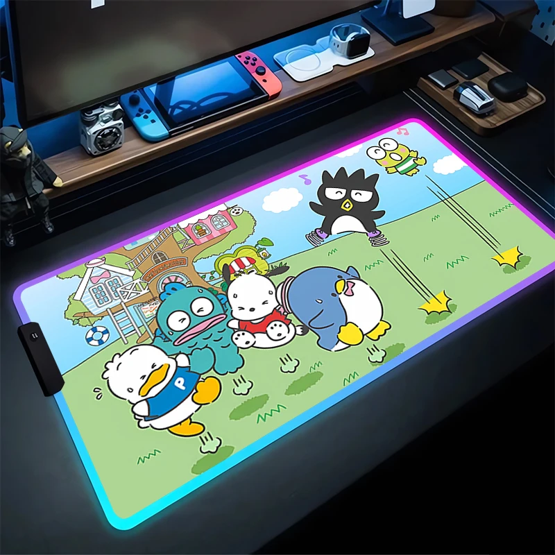 RGB Large Gaming Mouse Pad kerokerokeroppl Laptop Mat Gaming Mousepad Backlit Keyboard Gamer Table Pads Sanrio Home Decor