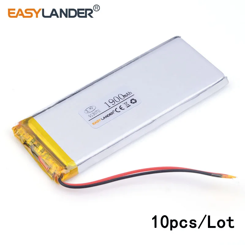 

10pcs /Lot 1900mAH 913070 3.7v lithium Li ion polymer rechargeable batteryfor Smart watch GPS mp3 mp4 cell phone speaker 903070