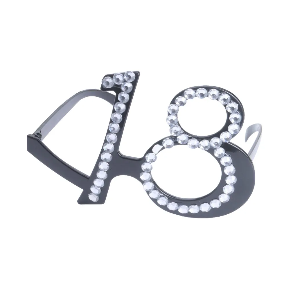 

Digital Glasses Novelty Eyeglass Funny Eyewear Number 18 Photo Props Party Accessories Without Lens Stylish Creative Frame Adult