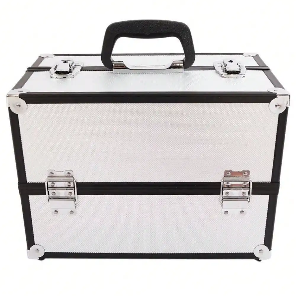 Large Portable Aluminum Beauty Cosmetic Makeup Jewelry Carry Case Salon Box New