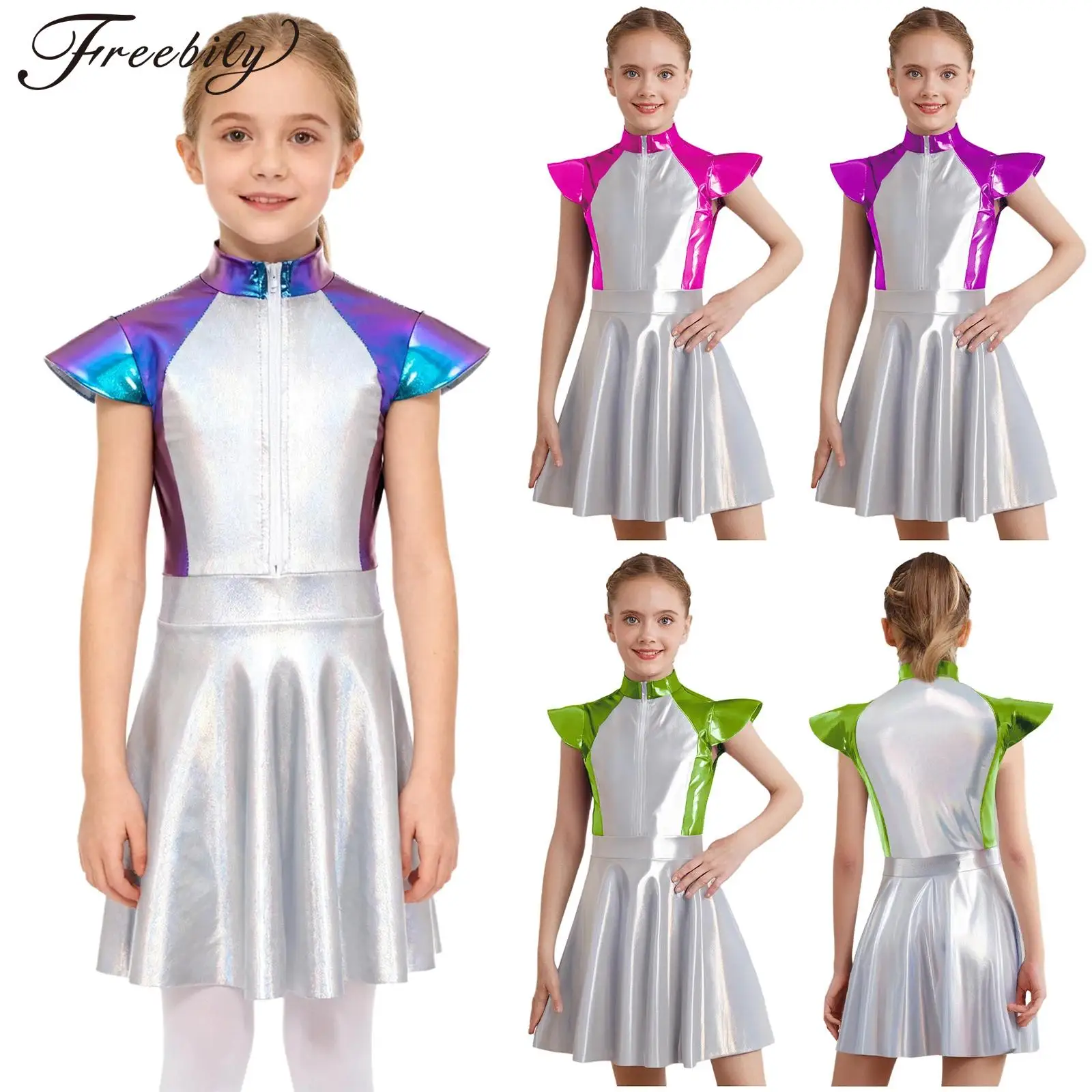 Disfraz de Robot del espacio exterior para niñas, disfraces de Alien para Halloween, trajes de juego de rol de galaxia cósmica para niños, vestido elegante