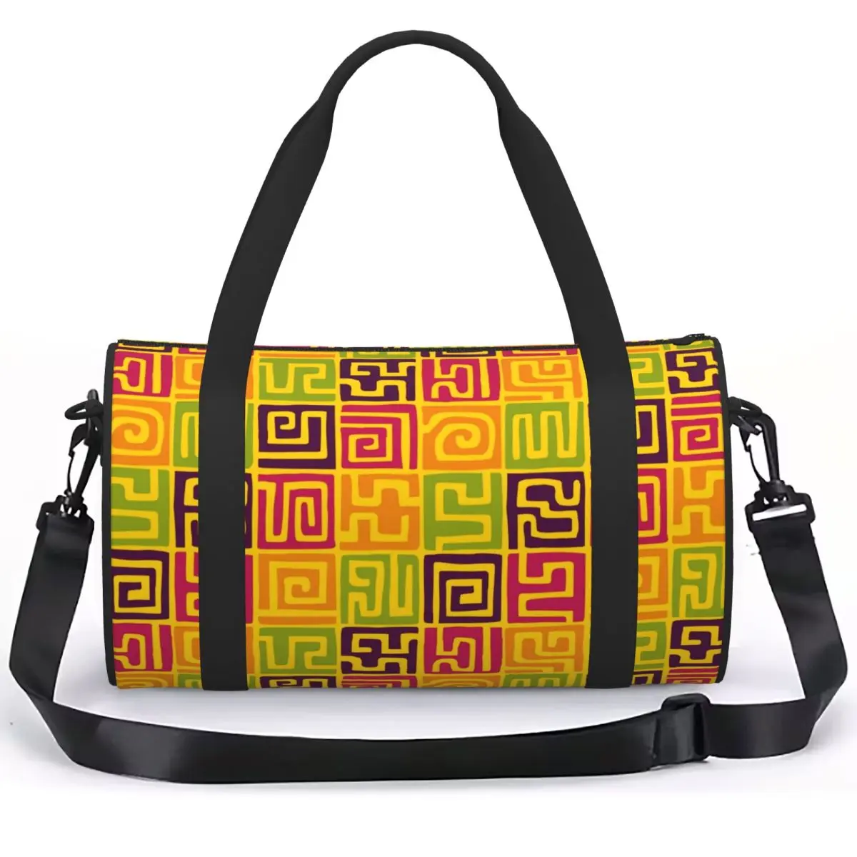 African Kuba Fabric Luggage Bag Multi-Functional Duffle Tote Bag Handbags Gym Bags Fitness Bag for Boys Girls