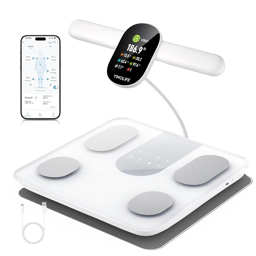 

Smart Scale for Body Weight with 8 Electrodes: Advanced Bathroom Scale for Accurate Weight Fat Percentage BMI Muscle Mass Analy