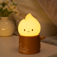 Modern Creative Tree Stump Silicone Flame Floor Lamps Cartoon Ornament Children's Room Bedroom Bedside Study Rechargeable Lights