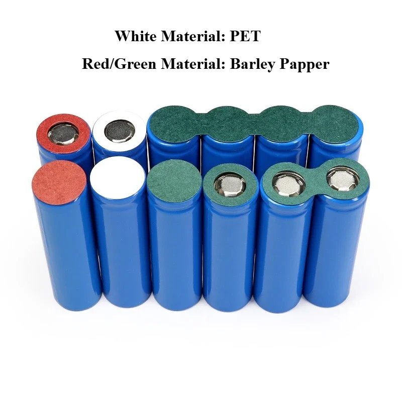 Green/Red/White Insulated Gaskets 18650 21700 26650 Li-ion Pack Cell Barley Adhesive Paper Glue Fish Electrode Insulation Pads
